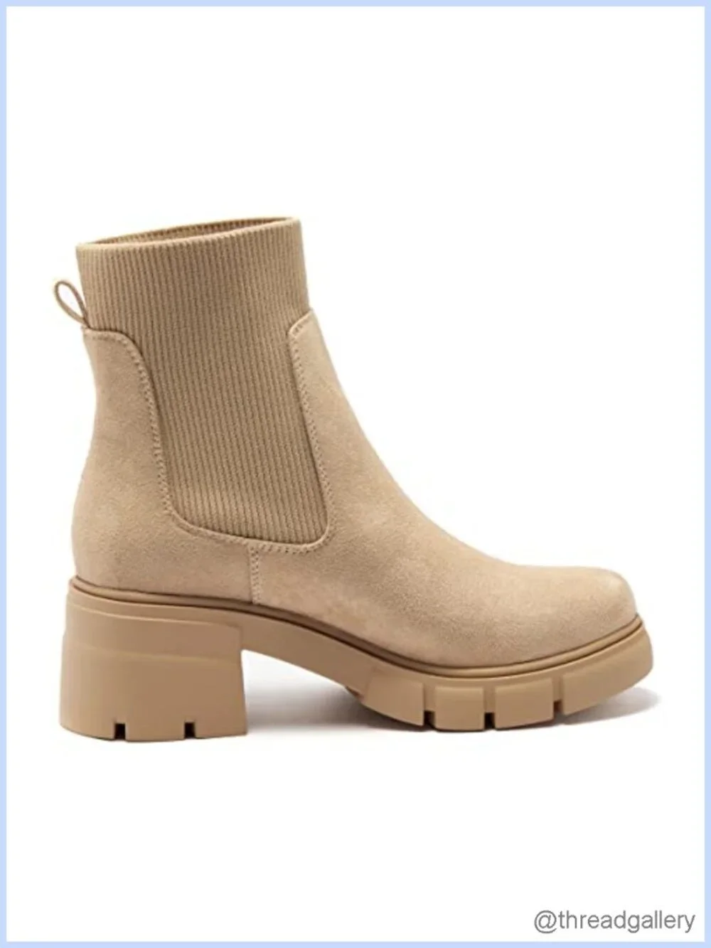 Women's Elastic Chelsea Boots Chunky Block Heel Platform Lug Sole Ankle Booties